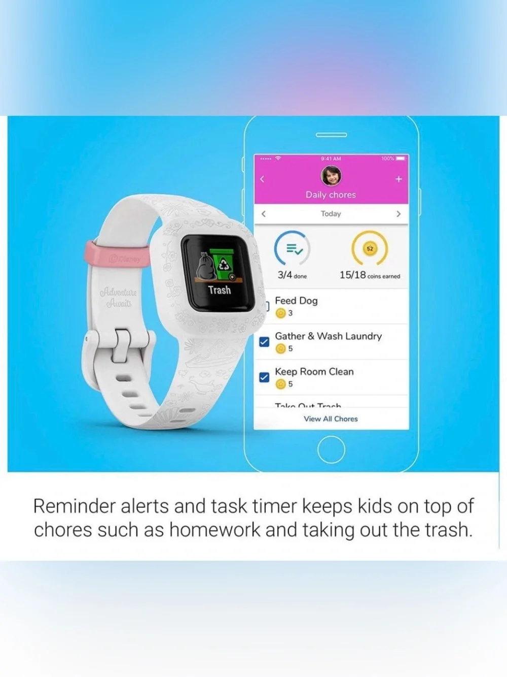 Garmin Disney Vivofit Jr 3 Kids Fitness Tracker GPS Activity Watch